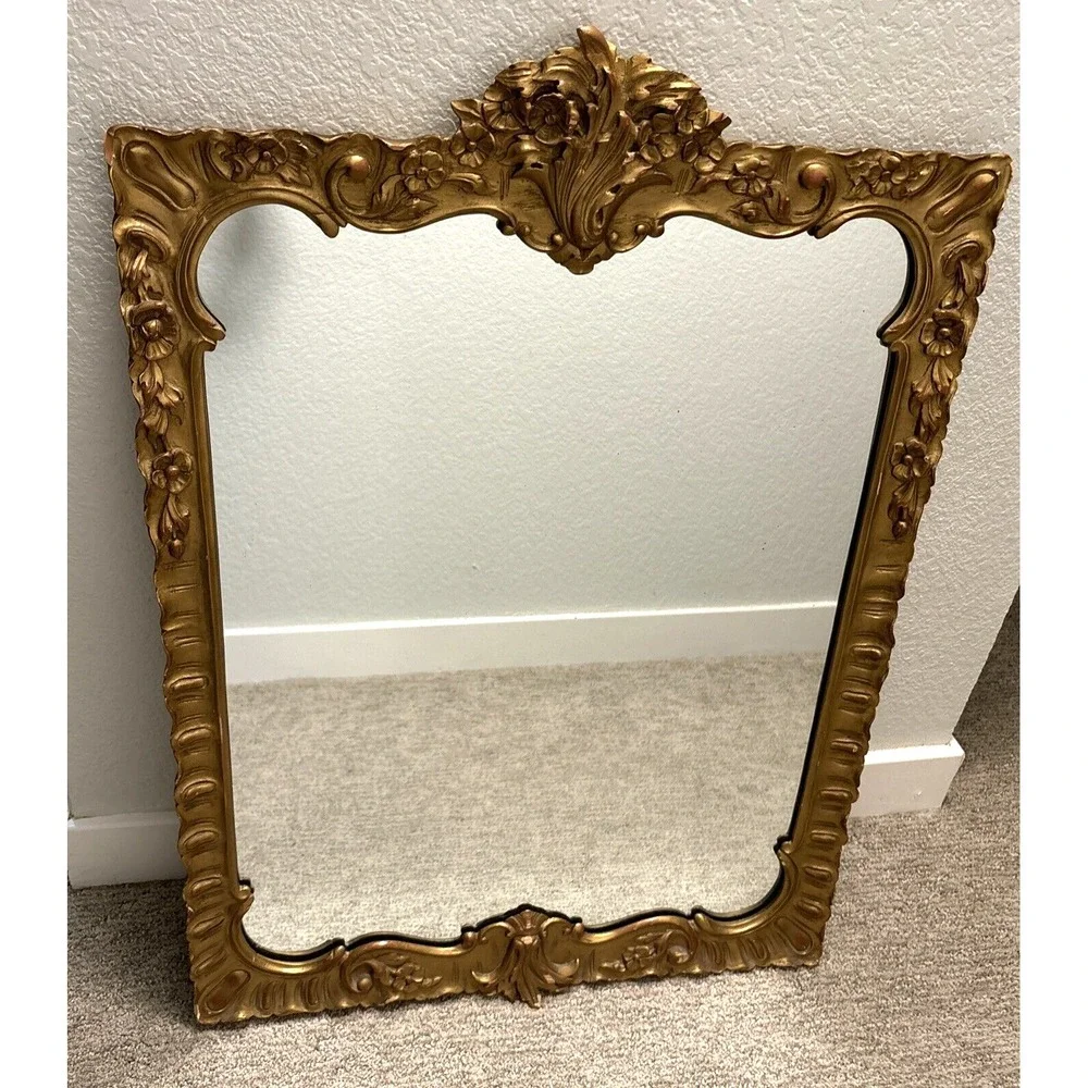 Antique Carved Wood Regency Rococo Style Gold Wall Mirror 23 x‎ 32